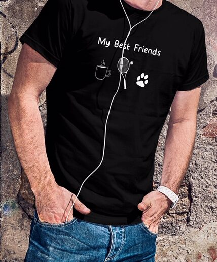 Best Friend, en iyi arkadaş siyah özel tasarım T-shirt Tennis Istanbul mağazamızda