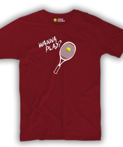 Tennis Istanbul mağazasında tenis t-shirt! Wanna Play some tennis. Tenis Bordo Unisex T-shirt